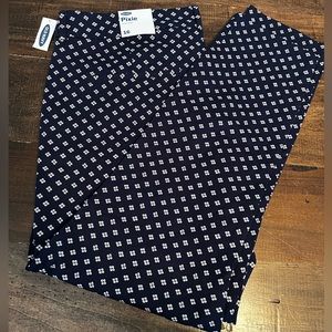 Old Navy High Rise Pixie Work Pants NWT 16 Navy Blue Pattern